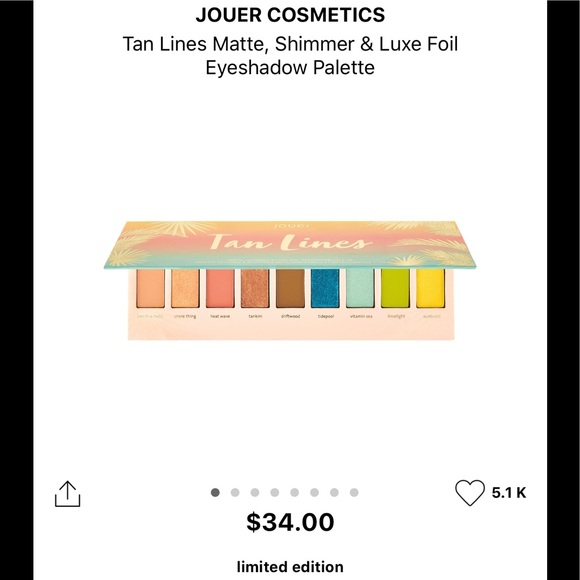 JOUER COSMETICS TAN LINES EYESHADOW PALETTE π¨